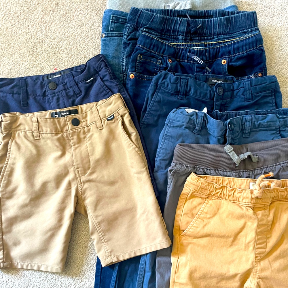Boys (Size 7) Designer Khaki and Jean Pants (Qty 7) and Shorts (Qty 2)